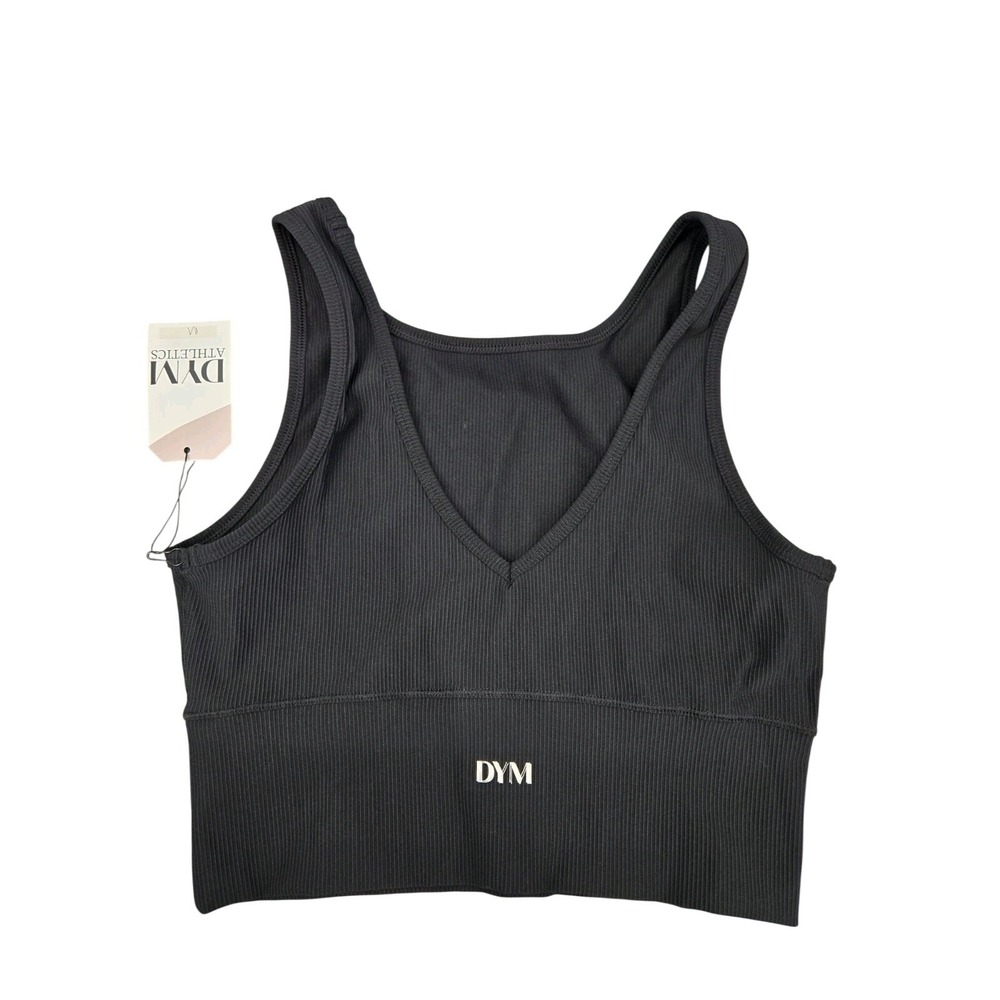 NWT DYM Women's Black Ribbed Athletic Longline Crop Top Size M